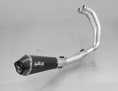 HYPERCONE, complete system (header, racing conntecting tube and rear muffler), stainless steel black, RACE (no EEC), 65 mm