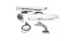 2x CUSTOM exhaust Ø 102 mm, without catalytic converter, changeable end caps, with CAN-BUS actuated sound system - ASC, stainless steel chrome, incl. EC homologation