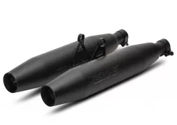 RACING REMUS Slip On Tapered muffler Sport Exhaust Bonneville, left/right Ø 84 mm with catalytic converter, stainless steel black, NO (EC-) approval