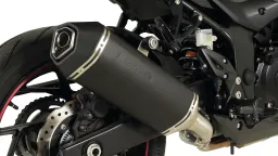 OKAMI Slip on (sport exhaust with connecting tube) with removable sound insert, Stainless steel black, NO (EC-) APPROVAL