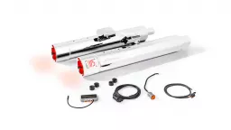 Silencer with luminous end cap and ASC – (CAN-BUS actuated sound system), stainless steel chrome, RACING
