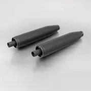 2x CUSTOM Exhaust muffler incl. cat., no end cap, stainless steel black, EC homologation