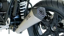 HYPERCONE, slip on (muffler with connecting tube low) to mount with sozius footpegs, titanium, EC homologation