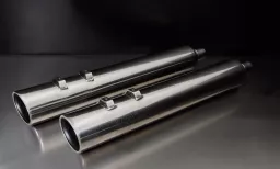 CUSTOM exhaust Slash cut echappement sport Harley Davidson Touring Ø 102 mm (4''), with ECS-system, chrome, EG/ABE/EEC