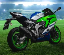 Slip On REMUS NXT RACING Sport Exhaust Kawasaki NINJA ZX-4R/RR, stainless steel black with green, NO ECE type approval