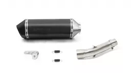 OKAMI Slip On (sport exhaust with connecting tube), Stainless steel black, (EC-) approval